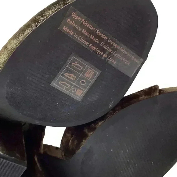 Cabi Interlock Women 7 Crushed Velvet Block Heels Green Chunky Slip On Open Toe - Picture 8 of 8